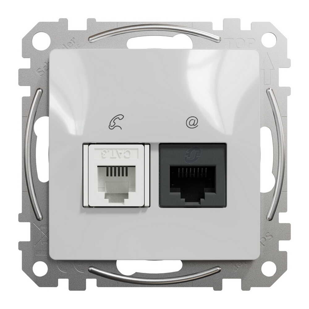 Розетка Schneider Sedna Design алюминий компьютерная RJ45 Cat.6 UTP+RJ11 ( SDD113468 )